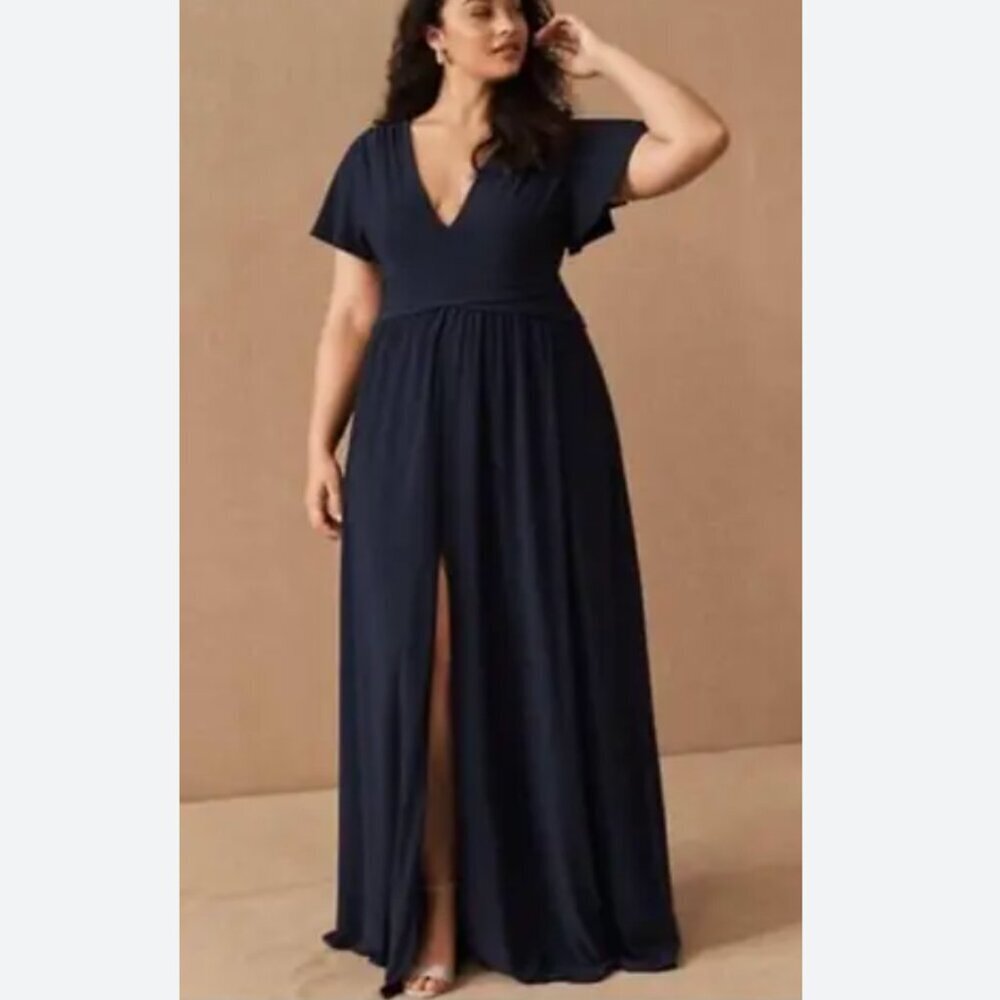 BHLDN Mendoza Navy Maxi Bridesmaid Dress Size 16